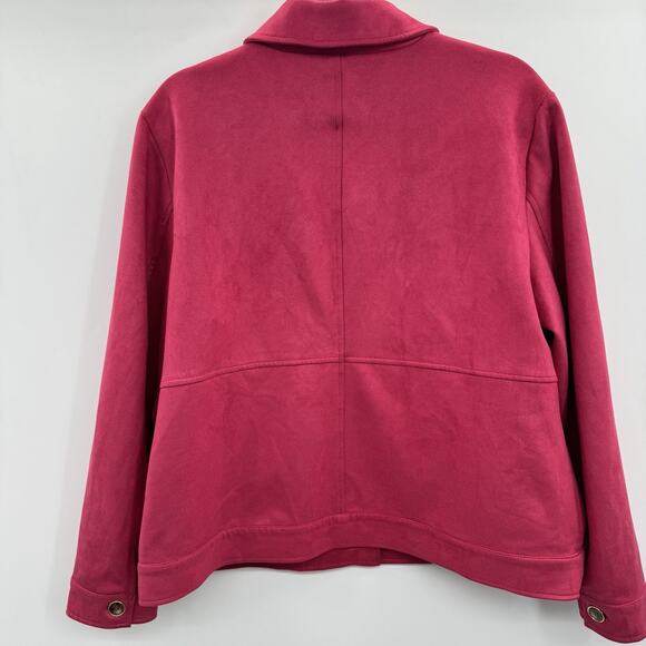 Chico's Faux Suede Lightweight Jacket Sz 3 US XL Fuchsia Pink Office Feminine - Picture 2 of 11